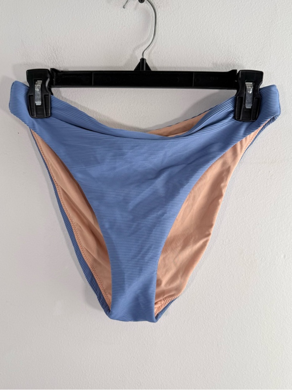 J. Crew Blue Ribbed High Rise High Cut Cheeky Bikini Bottoms Medium BE808